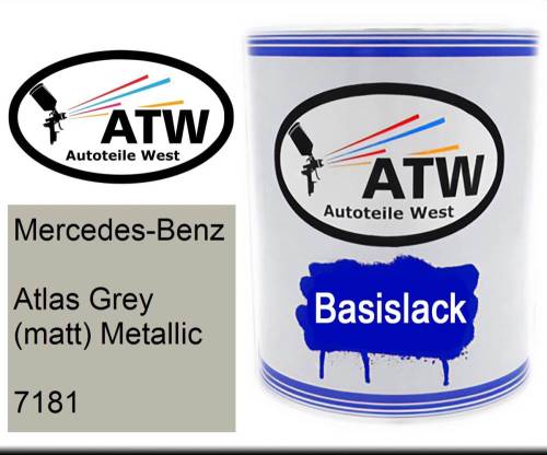 Mercedes-Benz, Atlas Grey (matt) Metallic, 7181: 1L Lackdose, von ATW Autoteile West.